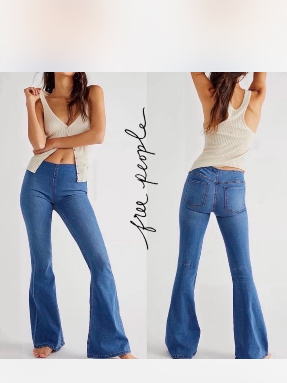 FREE PEOPLE Penny Pull On Flare Jeans Stretch Denim Size 27